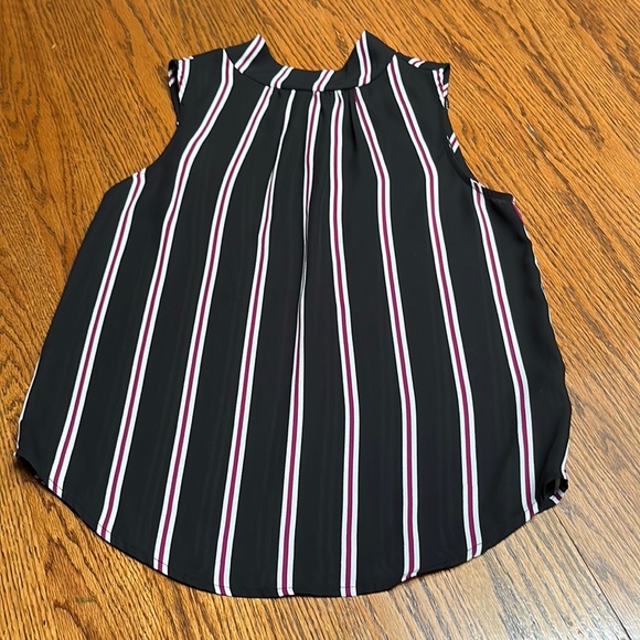 Who What Wear Tops - Who What Wear Black Sleeveless Vertical Stripe Blouse